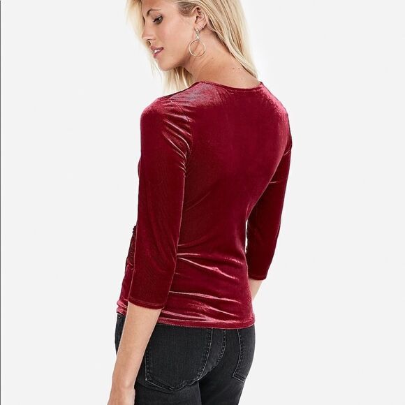 ✨Express One Eleven Ribbed Velvet Wrap Front Tee✨ - Picture 2 of 2